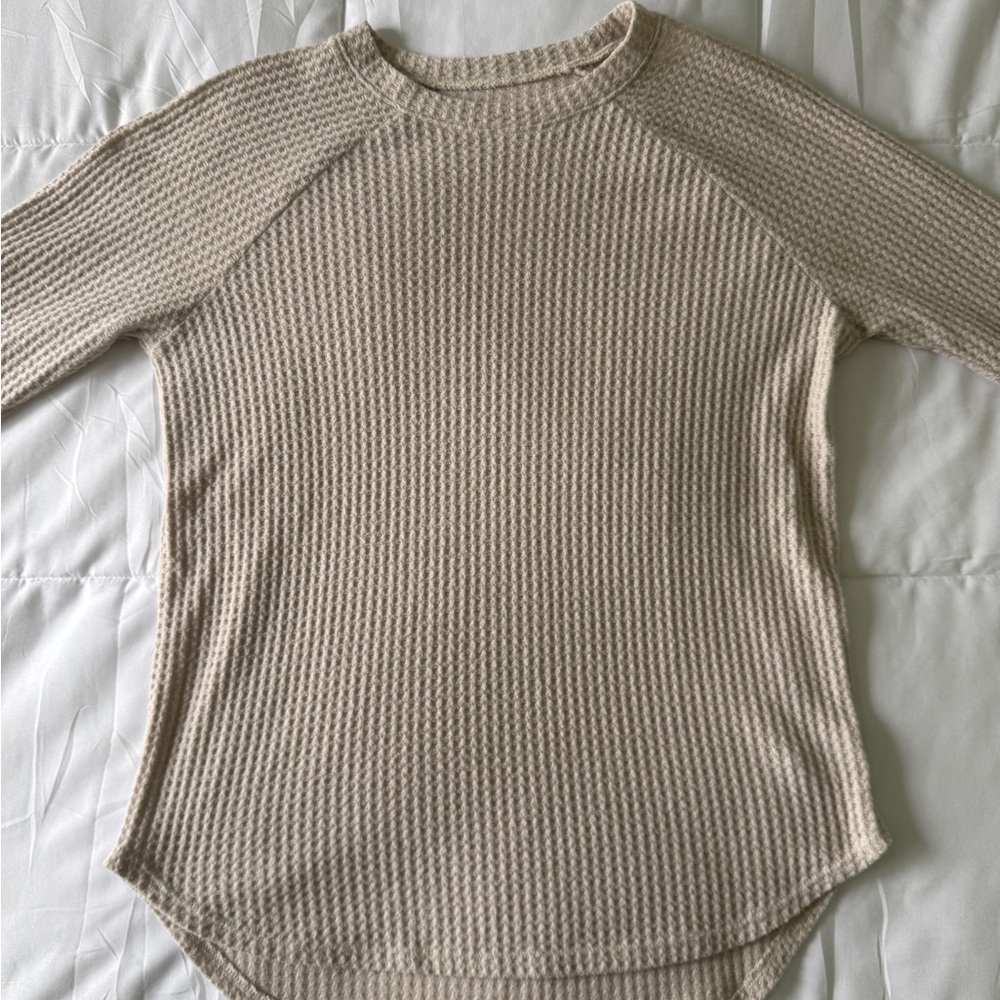 American eagle cream Waffle Knit Long Sleeve Top
